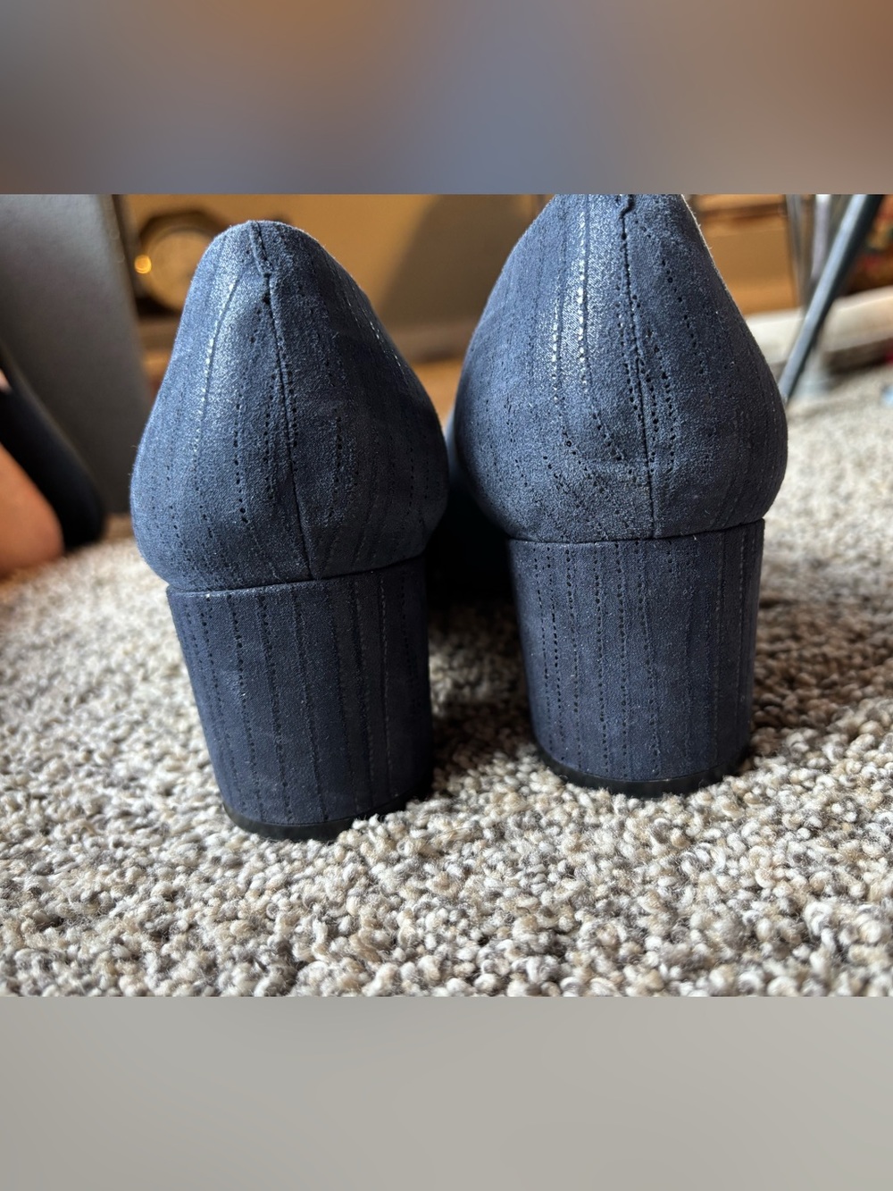 Alex Marie Navy Ribbed Square-Toe Pumps - Picture 5 of 7